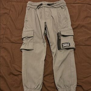 Boys Gray Cargo Pants - Elastic Waist & Ankle